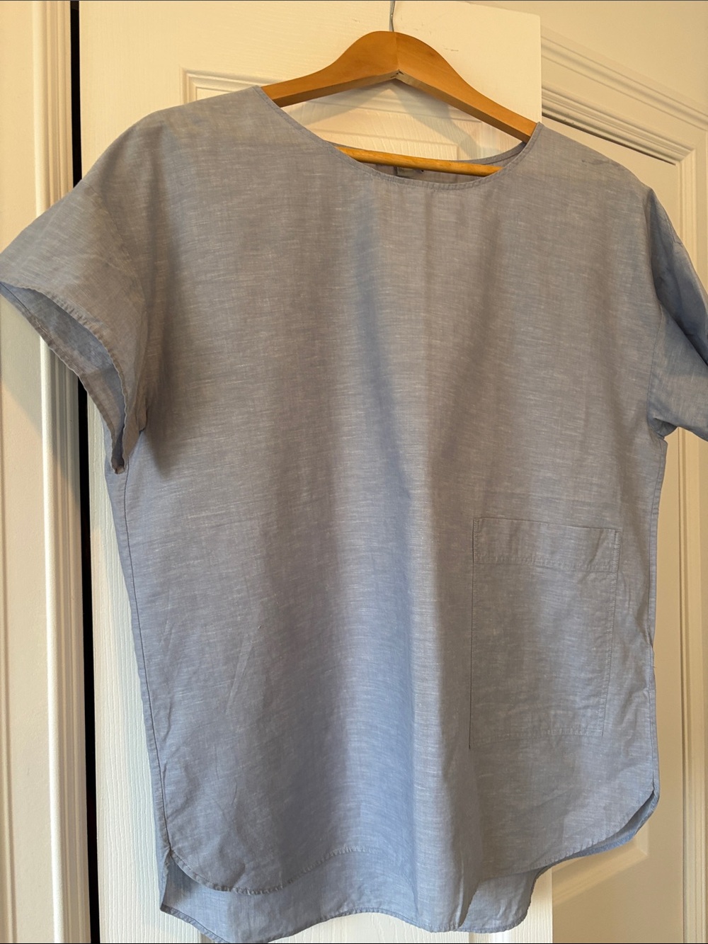 COS Light Gray Scoop-Neck Top with more blue undertones than grey